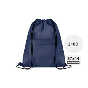 Sacca in poliestere con tasca frontale con chiusura a zip e a coulisse da 210D 37x44cm