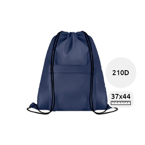 Sacca in poliestere con tasca frontale con chiusura a zip e a coulisse da 210D 37x44cm