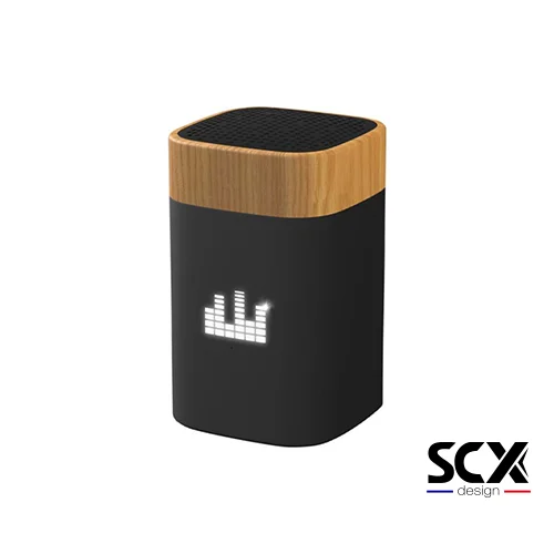 Cassa Wireless Bluetooth SCX design in ABS e legno d'acero con personalizzazione luminosa