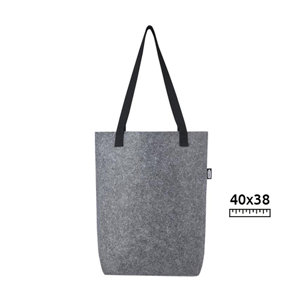 Shopper in feltro riciclato certificato GRS 12L con base ampia e manici lunghi in cotone 38x40cm