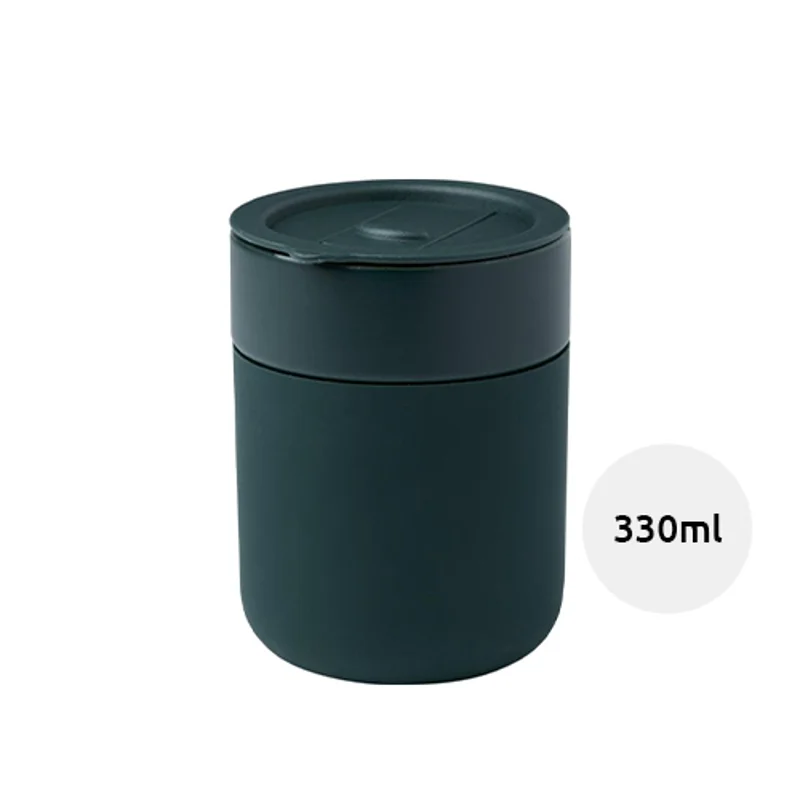 Bicchiere termico in ceramica con involucro in silicone e coperchio in plastica da 330ml