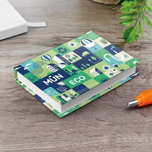 Blocco di 2 foglietti adesivi bianchi con Copertina rigida e 5 label colorati