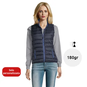 Smanicato da donna colori assortiti con fodera e zip a contrasto taglio aderente in nylon e poliestere 180g