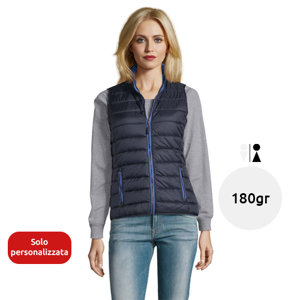 Smanicato da donna colori assortiti con fodera e zip a contrasto taglio aderente in nylon e poliestere 180g