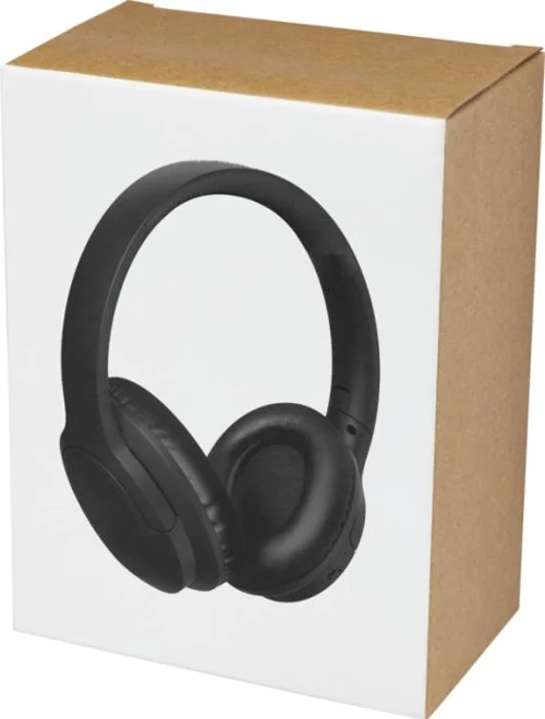 Cuffie pieghevoli Bluetooth in plastica riciclata con microfono integrato fornite di confezione regalo