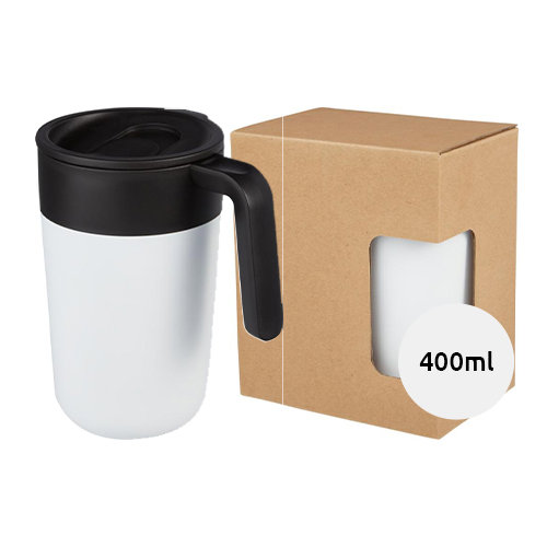 Tazza in acciaio inox e plastica riciclata a doppia parete 400ml