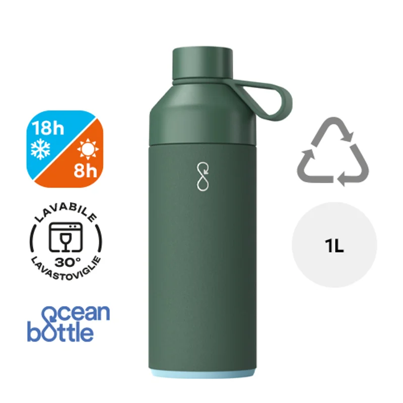 Borraccia Ocean Bottle in acciaio inox e plastica riciclata con isolamento sottovuoto da 1000ml