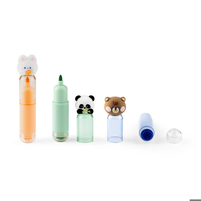 Set di 3 pennarelli e timbri per bambini in scatola di carta kraft