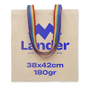 Shopper in cotone con manici colore arcobaleno da 180gr 38x42cm