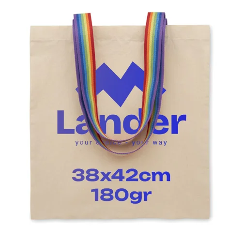 Shopper in cotone con manici colore arcobaleno da 180gr 38x42cm