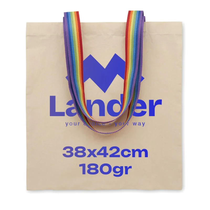 Shopper in cotone con manici colore arcobaleno da 180gr 38x42cm