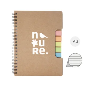 Block Notes B6 con copertina in carta riciclata r 60 fogli a righe e note adesive