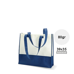 Shopper e borsa da mare in TNT in bicolor con manici lunghi da 80gr 39x12x35cm