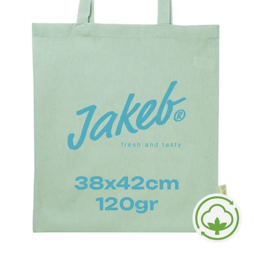 Shopper in cotone riciclato con manici lunghi in diverse colorazioni da 120gr 38x42cm