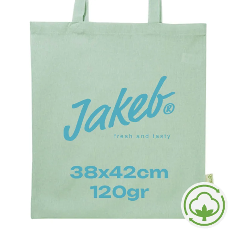 Shopper in cotone riciclato con manici lunghi in diverse colorazioni da 120gr 38x42cm