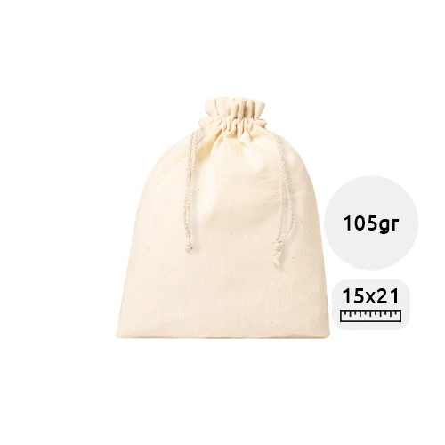 Sacca in 100% cotone piccola e colore naturale con chiusura a coulisse da 105gr 15×21cm