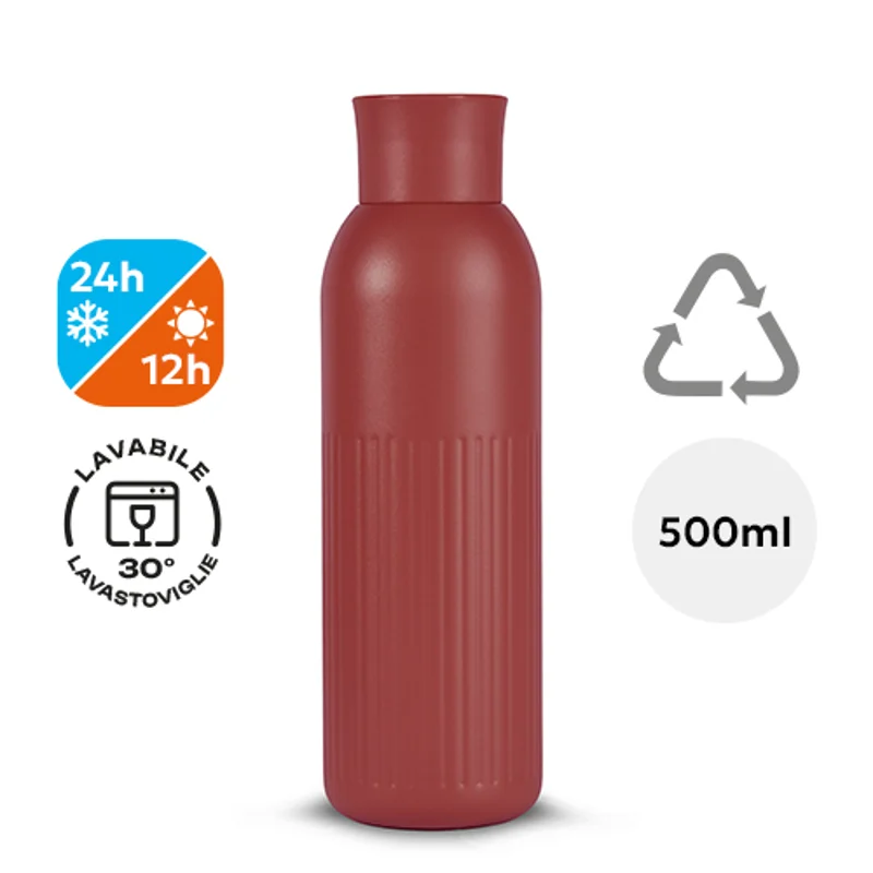 Borraccia Sagaform Tekla Push da 500ml in acciaio con tappo a pressione riciclato
