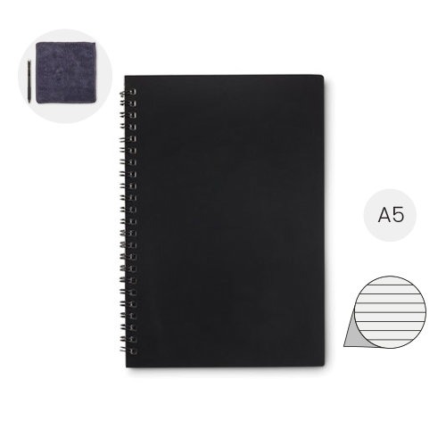 Block notes A5 include una penna cancellabile con acqua e un panno per la pulizia con 36 fogli a righe