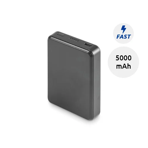 Power bank in ABS riciclato con ricarica rapida da 5000 mAh