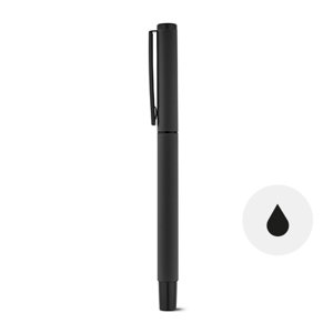 Penna roller in alluminio con finitura in gomma colorata e cappuccio e refill nero
