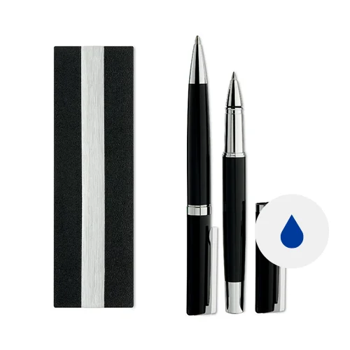 Set con penna twist e penna roller refill blu in confezione regalo