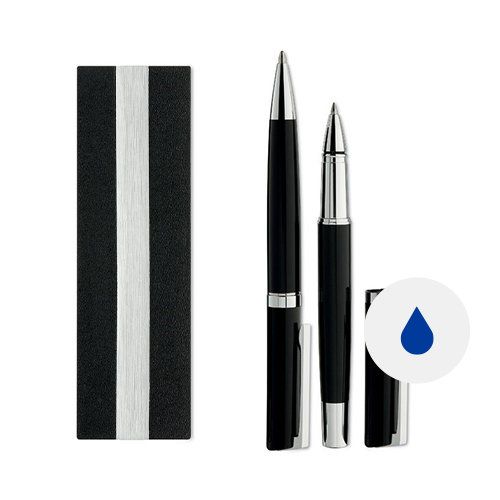 Set con penna twist e penna roller refill blu in confezione regalo