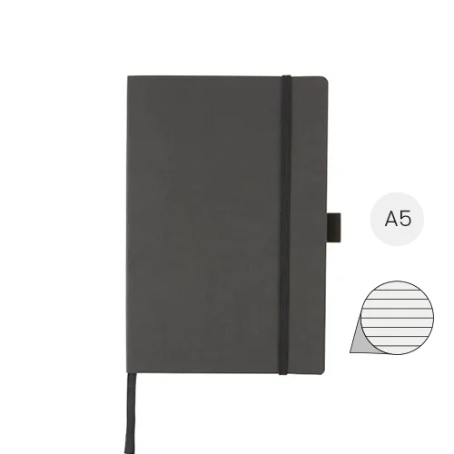 Block notes formato A5 con copertina flessibile morbida e 80 fogli a righe color crema in confeione regalo