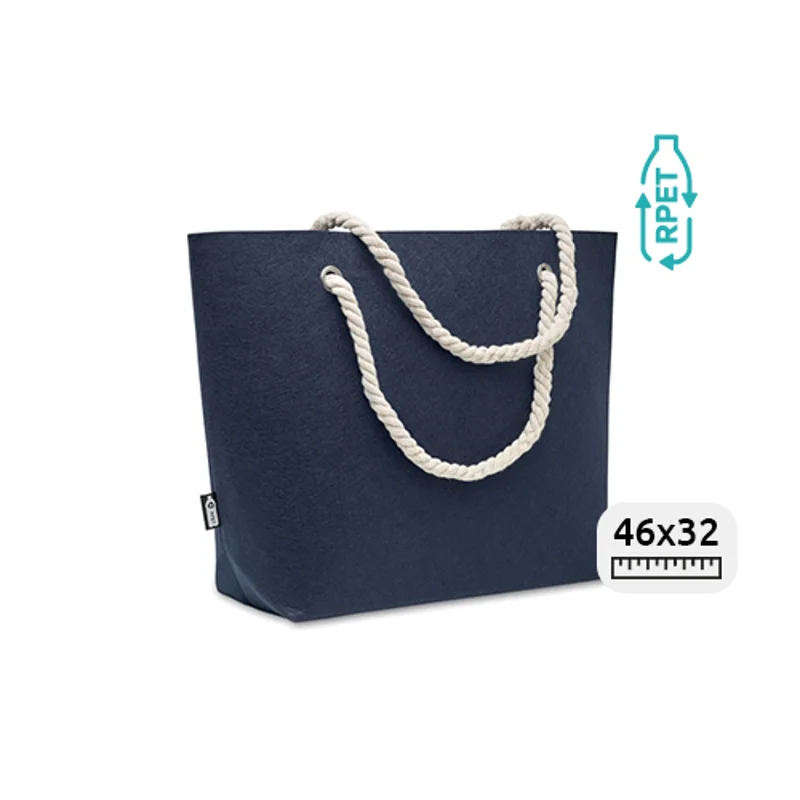 Borsa da spiaggia in feltro RPET con manici in corda 46x13x32cm