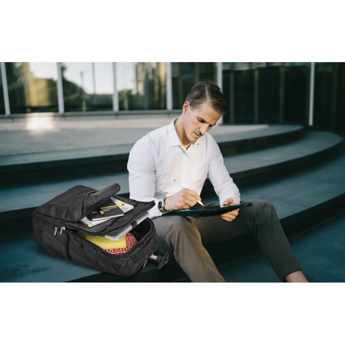 Zaino trolley per PC da 17'' in 1680D e 300D con scompartimento principale imbottito e foderato com spallacci imbottiti e impugnatura estensibile in metallo 33x49x22cm