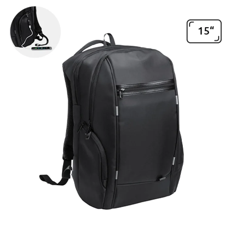 Zaino porta pc multitasca da 15" in nylon impermeabile con tasca antitaccheggio e connettore USB per power bank