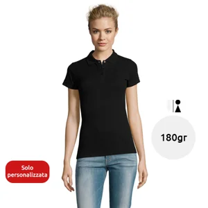Maglietta polo da donna colori assortiti a maniche corte taglio aderente 100% cotone 180gr