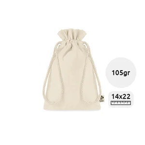 Sacca regalo piccola in cotone biologico con chiusura in coulisse 14x22cm da 105gr