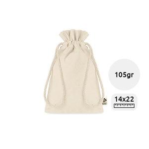 Sacca regalo piccola in cotone biologico con chiusura in coulisse 14x22cm da 105gr