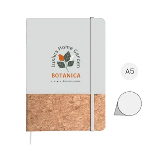 Block Notes A5 con copertina in sughero e pelle PU e 98 fogli neutri con cinturino e segnalibro in coordinati