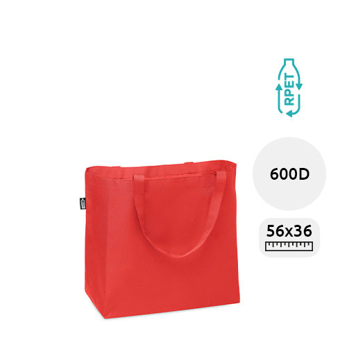 Shopper in RPET grande a soffietto con manici lunghi in diverse colorazioni da 600D 56x18x36cm