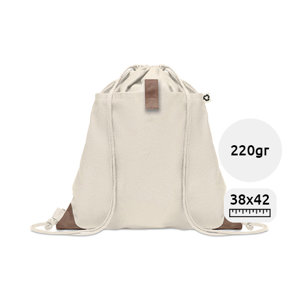 Sacca in cotone riciclato con finiture colorate e chiusura a coulisse de 220gr 38X42cm