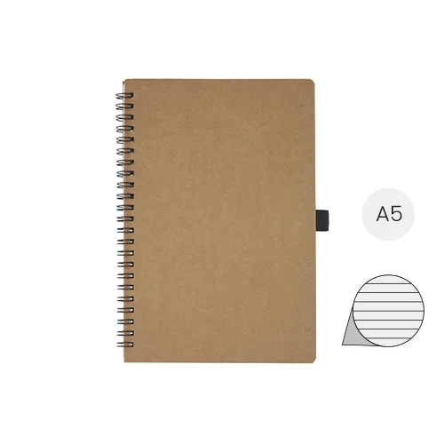 Block notes A5 con rilegatura a spirale in cartone riciclato e carta di pietra pagine a righe
