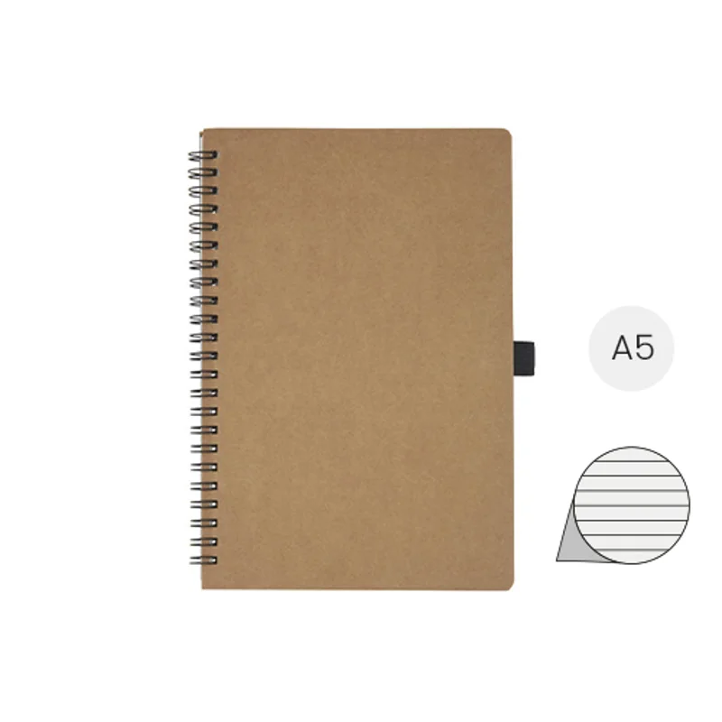 Block notes A5 con rilegatura a spirale in cartone riciclato e carta di pietra pagine a righe