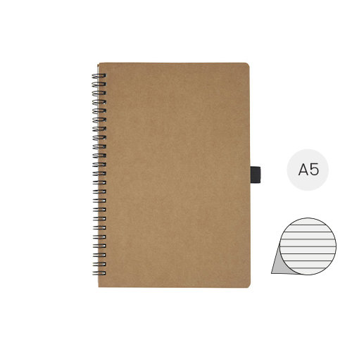 Block notes A5 con rilegatura a spirale in cartone riciclato e carta di pietra pagine a righe