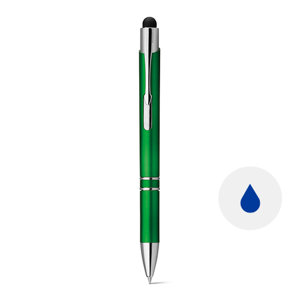 Penna a sfera con clip in metallo e punta touch con personalizzazione del logo retroilluminato e meccanismo a scatto e refill blu