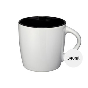 Tazza in ceramica bianca lucida e parete interna colorata 340ml