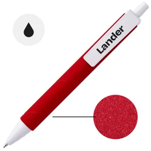 Penna a scatto in plastica con fusto effetto vellutato e refill nero