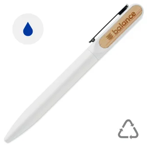 Penna a sfera a rotazione con fusto in alluminio riciclato e dettaglio in bambù refill blu