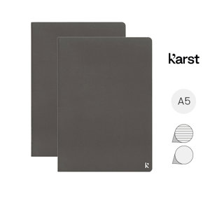 Set di 2 block notes A5 K'arst sostenibili in carta di roccia con pagine a righe e pagine bianche