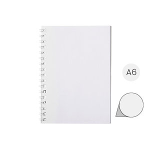 Block notes A6 Desk-Mate con rilegatura a spirale bianca con copertina e 50 fogli interni personalizzabili