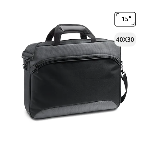 Borsa porta pc da 15" in poliestere con tracolla regolabile e aggancio trolley 40x8x30cm