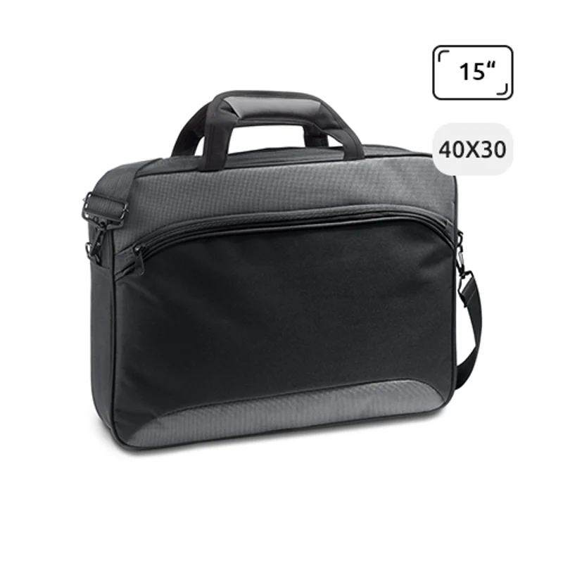 Borsa porta pc da 15" in poliestere con tracolla regolabile e aggancio trolley 40x8x30cm