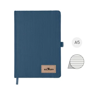 Block notes in formato A5 con copertina rigida in velluto a coste e pagine a righe in carta riciclata