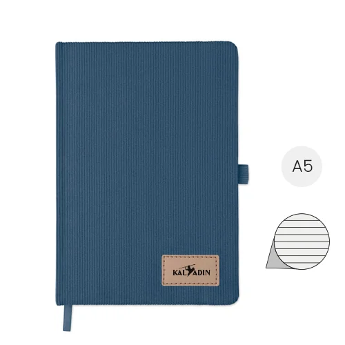 Block notes in formato A5 con copertina rigida in velluto a coste e pagine a righe in carta riciclata