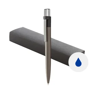 Penna a sfera in alluminio in confezione regalo nera refill blu
